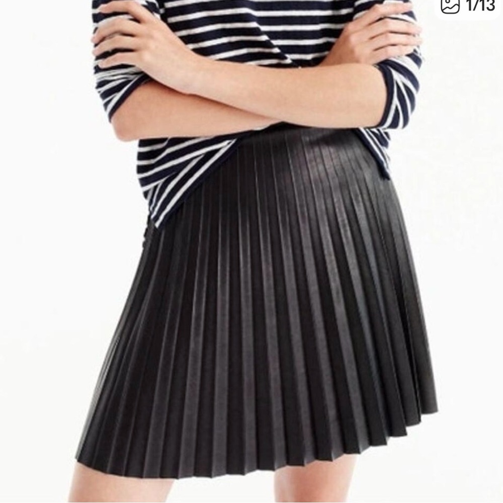 J. Crew factory Black faux leather Pleated Skirt